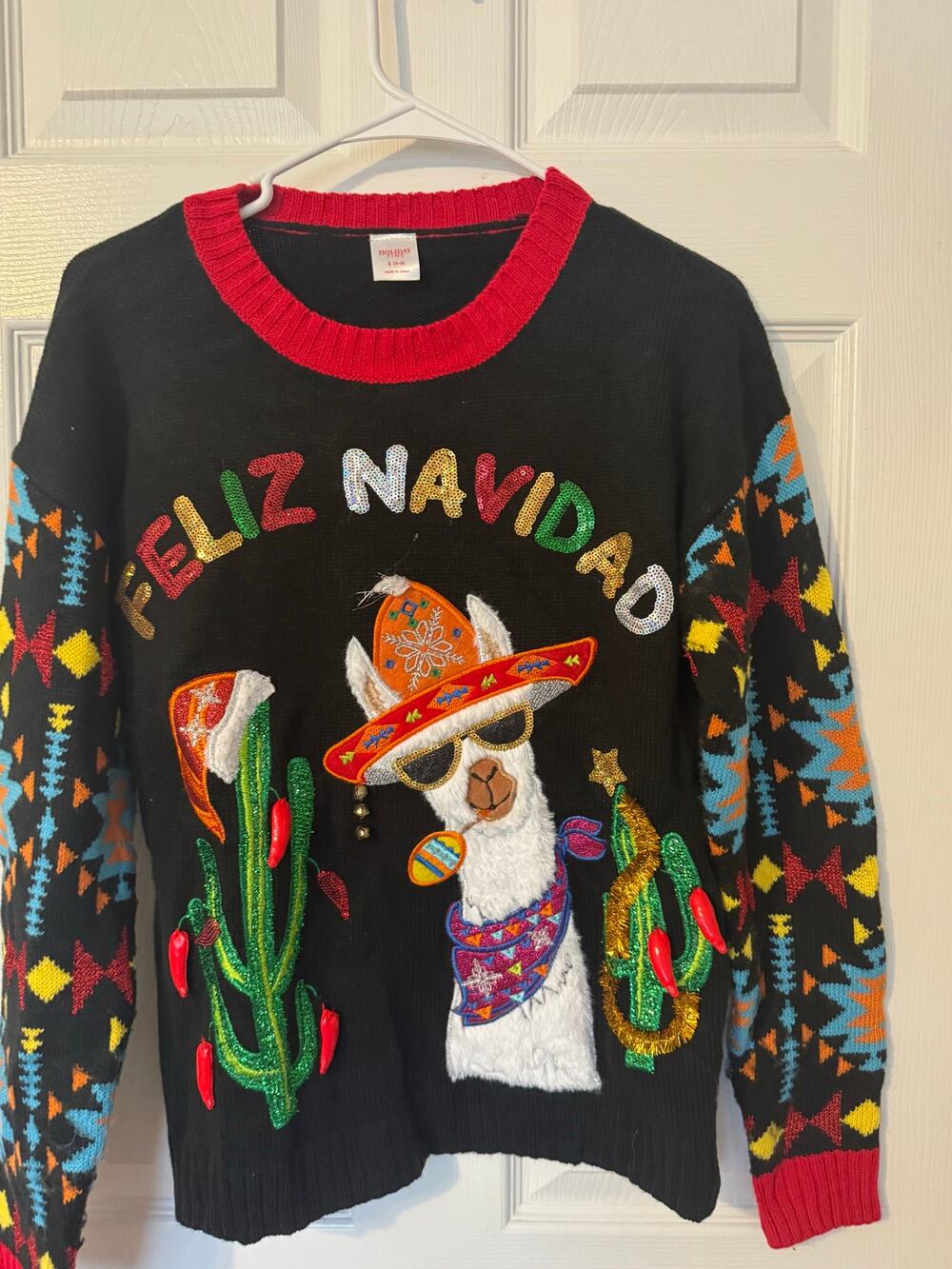 Holiday Time Ugly Christmas Sweater Feliz Navidad Ugly Womens Small